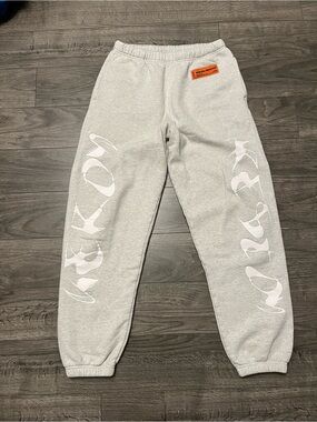 Heron Preston HP brush Cotton Light Gray Sweatpants joggers